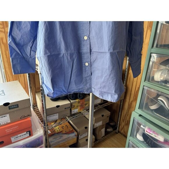 Everlane Womens Button Down Cotton Collared Blouse Corporate Work Blue Sz 12 - Picture 2 of 8